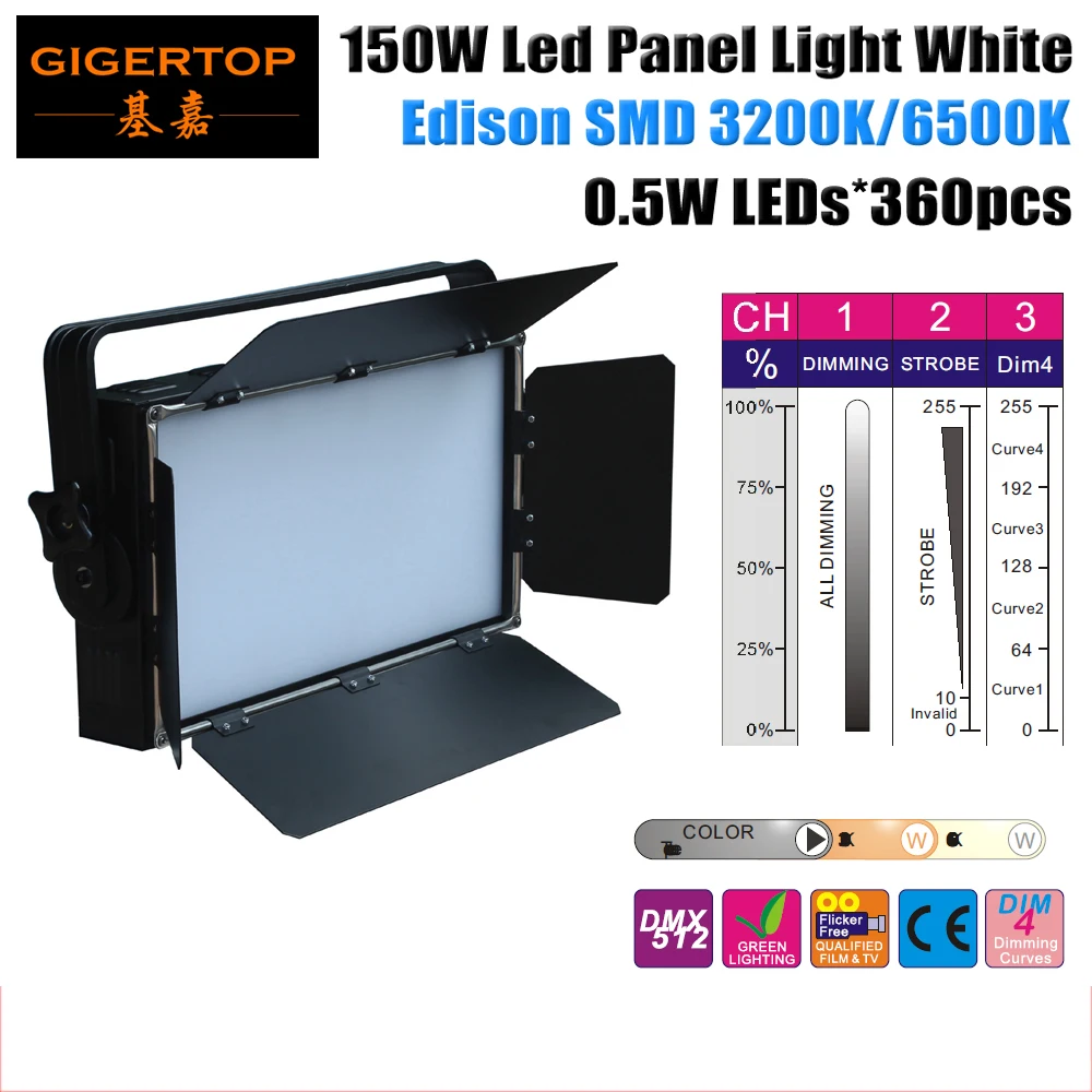TP-019 150W White Led Panel Light 360x0.5W Warm White 3200K 90V-240V Studio Movie Light Import Edison Lamp 3 DMX Channels