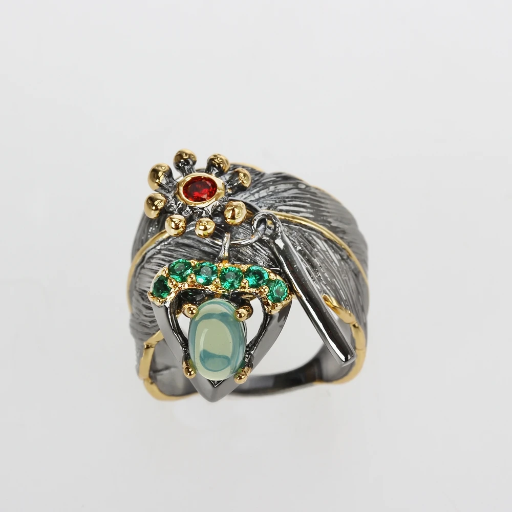 WA11671 key charms women wedding rings black gold blue opal (5)