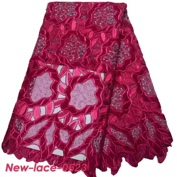 

High Quality Organza Lace Fabrics with Velvet Nigerian Hand Cut Organza Lace African Sequins Lace Fabrics for Wedding A02