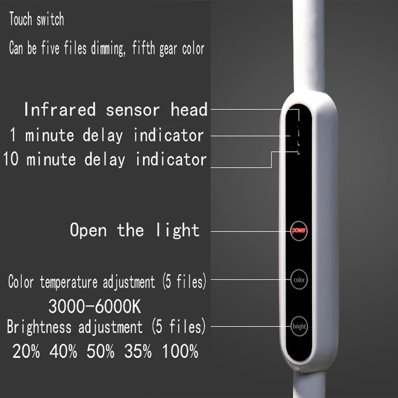 СВЕТОДИОДНЫЙ торшер 9W 5-уровневая Яркость сенсорный выключатель современный светильник для Гостиная Спальня офис чтения пианино лампа