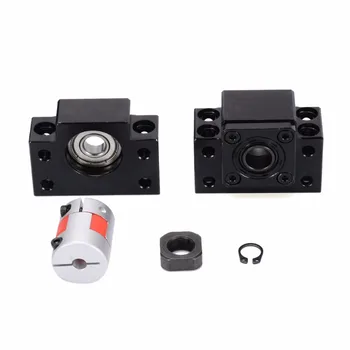 

SFU1605 BK12 BF12 Ball Screw Support 45 Steel + Coupler + Lock Nuts with Clasped For Ballscrew 1605