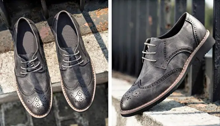 Большой размер 39-48, новый дизайн, роскошная мужская кожаная обувь с перфорацией типа «броги», дышащая ретро обувь на плоской подошве