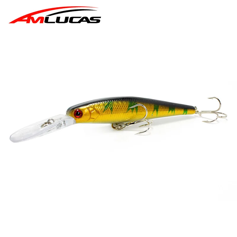 Amlucas اليابان الصلب الطعم الليزر طعوم صيد سمك البلمة 12.5 سنتيمتر 14g 3D عيون Crankbait Wobblers ل صيد السمك سمكة بلاستيكية WW169