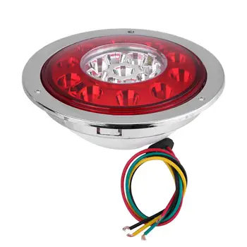 

1 Pair 4.3 Inch Round 19 LED Brake Stop Turn Tail Light Chrome Ring Color for 12-24V applications trucks trailers cars caravans