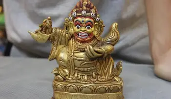

5 Tibet Temple Old Pure Copper 24K Gold Gilt Vajrapani Mahakala Buddha Statue 8.02