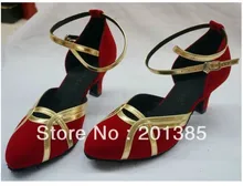Free Shipping Wholesale Discount Red Suede Closed Toe Ballroom Salsa Latin Waltz Smooth Dancing Shoes 2