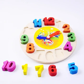 

Baby Wooden Clock Toy Montessori Educational Wooden Toys For Children Clock Learning Blocks speelgoed Funny Bricks oyuncak