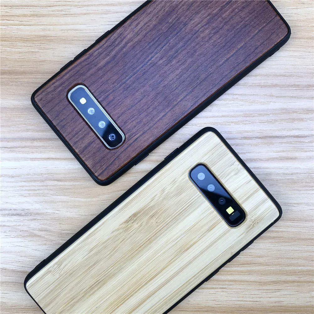 

For Samsung Galaxy Note 8 9 S7 Edge S8 S9 Plus Wooden Case Real Wood + Silicone Full Coverage Cover For Samsung S10 Plus S10e