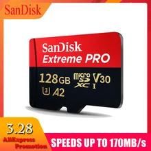 Натуральная двойной флеш-накопитель SanDisk EXTREME PRO карты памяти micro sd 128 Гб 64 Гб 170 МБ/с. micro sd карты памяти 32 Гб class10 флэш-карты A2 для спортивной экшен-камеры 4K HD видео