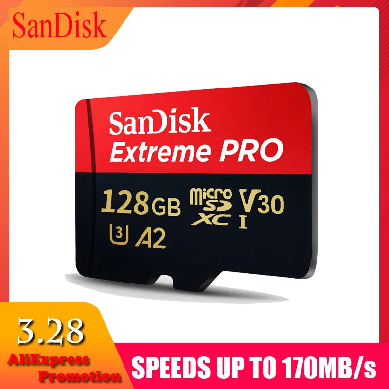 Дешевый Натуральная SanDisk EXTREME PRO карта памяти micro sd 128 ГБ, 64 ГБ и 170 МБ с. micro sd карты памяти 32 gb class10 флэш карты A2 для 4 K видео высокой четкости