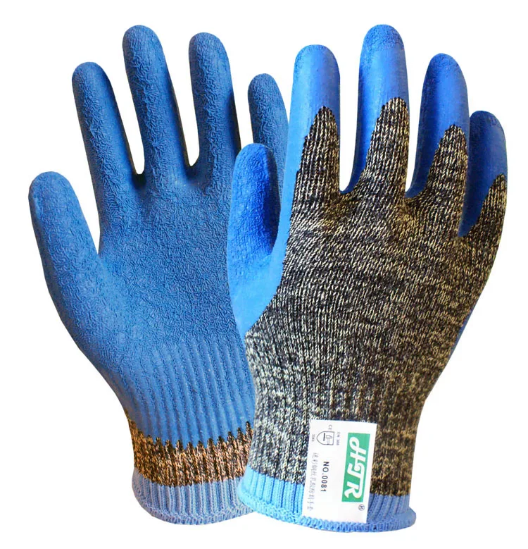 10 Guage Camouflage HPPE Working Gloves Latex Coated Gloves Cut Resistant Aramid Fiber Work Glove