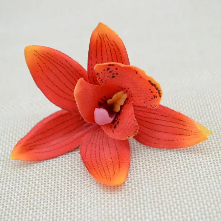 10 шт. дешевые шелковые цветы Цимбидиум искусственный цветок Свадебные цветы Бабочка Орхидея, искусственные цветы - Цвет: red