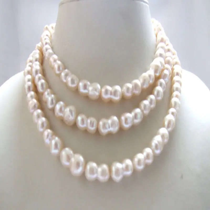 

FREE SHIPPING HOT sell new Style >>>>48" white twins freeform nugget freshwater pearl long opera wrap necklace