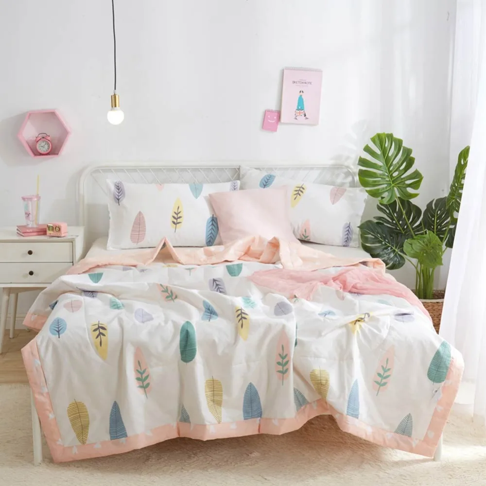 

2019 Colorful Leaves Pastoral Quilting Quilt Soft Stitching Soft Cotton Fabric Polyester Filler Twin Full Queen Summer Comforter