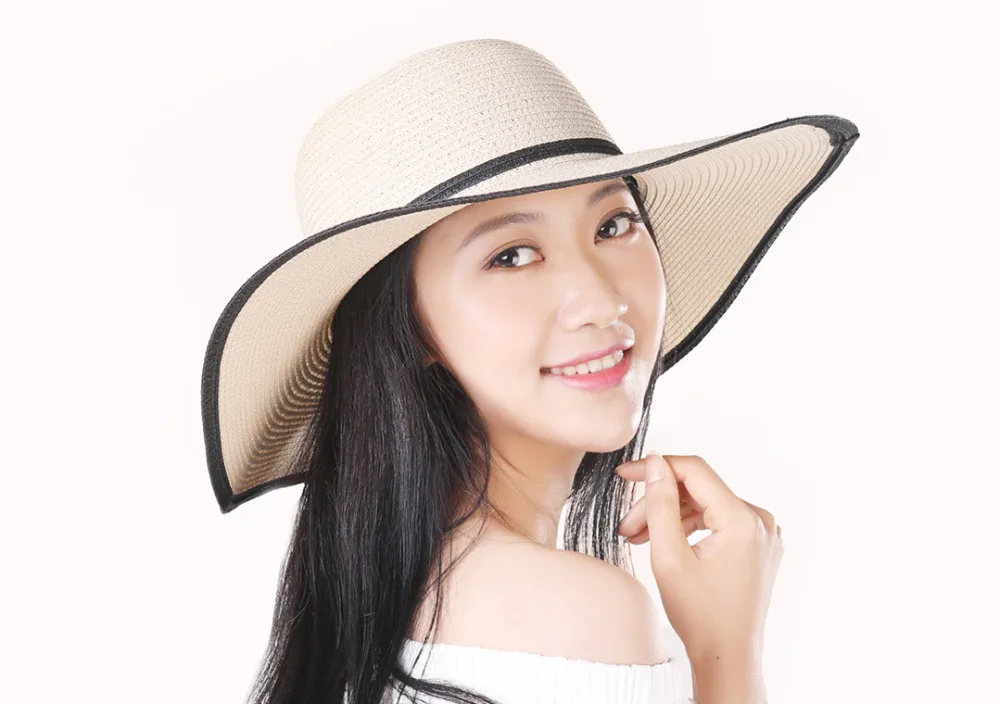 Xiaomi женщины большой козырек шляпа Открытый морское солнце соломенная складная шляпа пляж шляпа Солнцезащитная шапочка для верховой езды