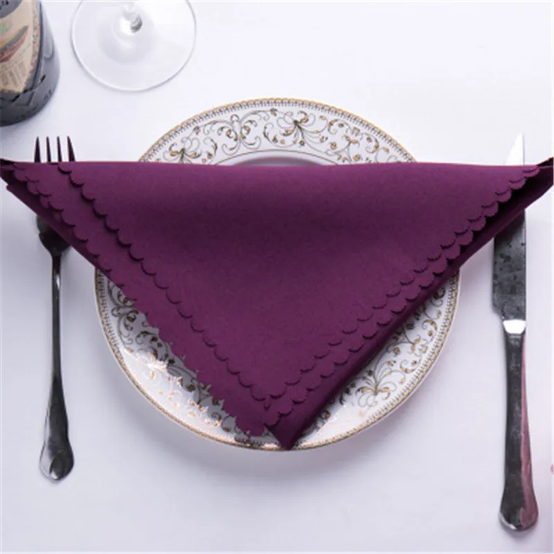  10pcs White Table Napkin 48cm Square Satin Fabric Pocket Handkerchief Cloth for Wedding Decoration 