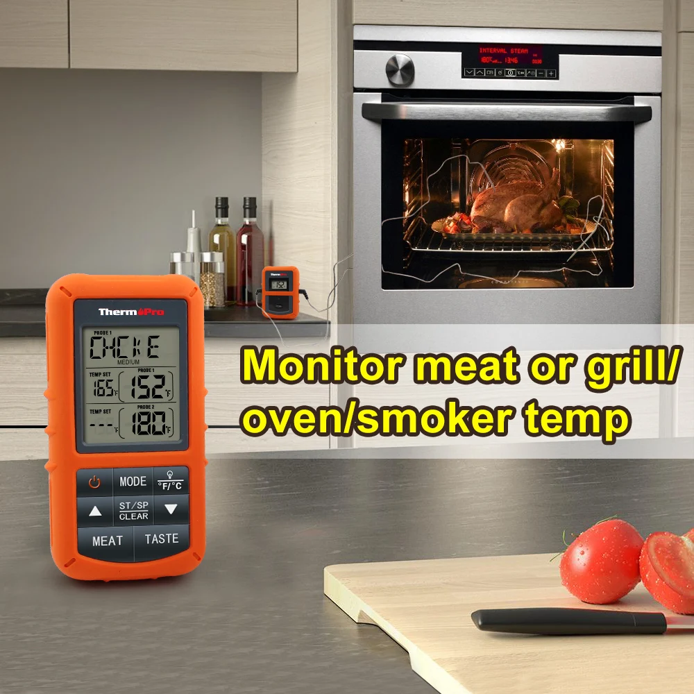 ThermoPro TP-20S дистанционный беспроводной цифровой термометр для барбекю, духовки, мяса для домашнего использования Зонд из нержавеющей стали большой экран с таймером