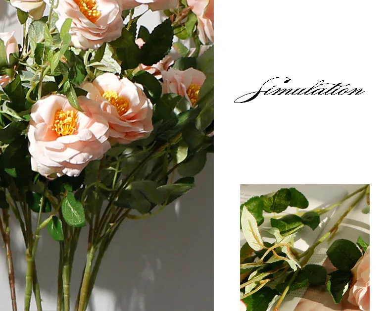 Длинные Красивые розы Пион искусственный шелк Гибискус цветок маленький букет Флорес домашние вечерние Свадебные украшения Свадебные цветы