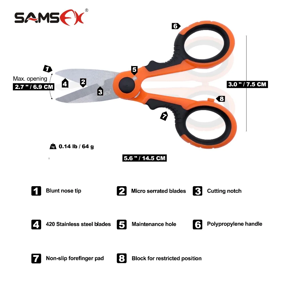 SAMSFX الصيد مقص الثقيلة جديلة خط القاطع قصاصة المقص حقيبة للتخزين غمد متعددة الوظائف المحمولة الصيد أدوات 5.7\