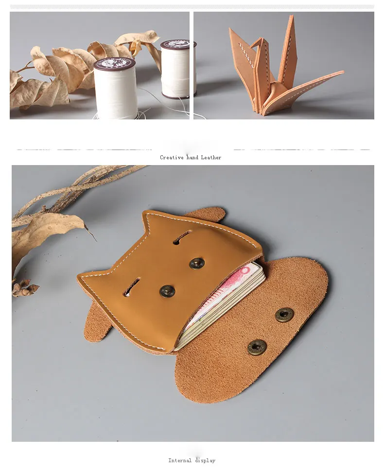 100% Guarantee Genuine Leather Wallet Holder Cute Cow Card Wallet Purse for men or women Folding Passport  men women coin wallet (4)