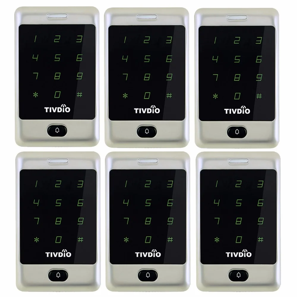 

6pcs TIVDIO T-AC01 RFID Access Control Touch Keypad Door Access Control System 125KHZ KDL Metal Case Shell Backlight F9503D
