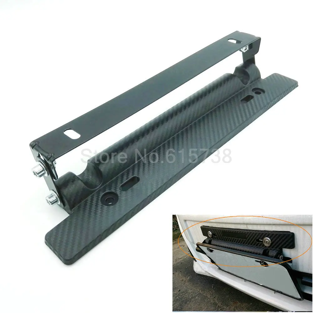 

High quality BlackCarbon Fiber Auto adjustable number License Plate Relocator Frame Bracket Holder