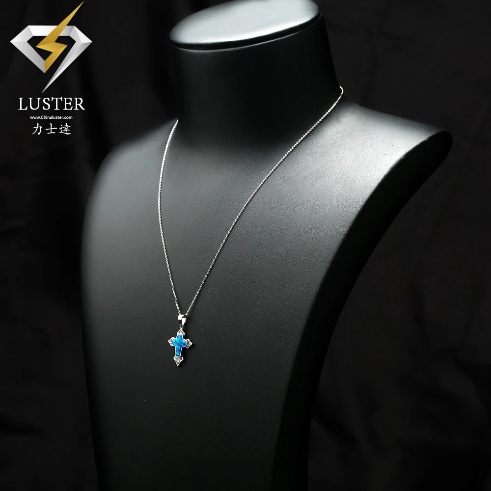cross 10K gold white gold plating opal (9)
