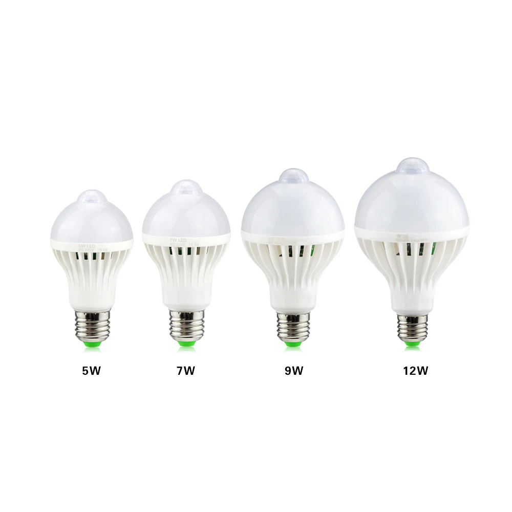 1Pcs IR Motion Sensor LED Bulb E27 Base AC 220V 240V IR Infrared