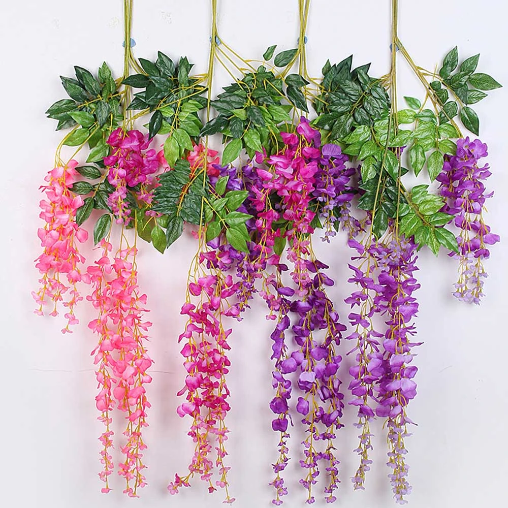 48pcs Wedding Decorative Hanging Artificial Flower Silk Wisteria Rattan Floral Vine For Hotel Home Decor Festival Party Supplies Silk Wisteria Flower Silkartificial Flowers Silk Aliexpress