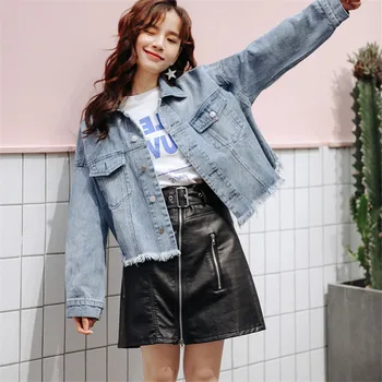 

Spring Fashion Coat Woman Spring trend Long Sleeve Button Fashion New Demin Jacket
