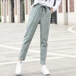Женские клетчатые брюки в консервативном стиле, узкие брюки с эластичной резинкой на талии, 91%-99% хлопок, новые штаны для отдыха 2019, размер hhjh