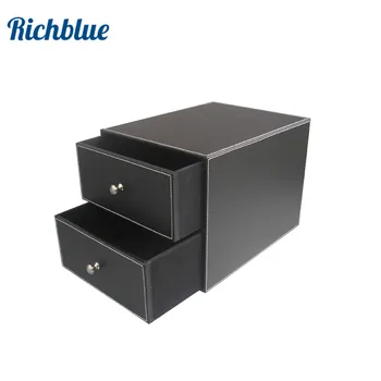 

Ever Perfect 2-Drawer/Double Layer Leather Filing Cabinet Desk File Organizer Holder Storage Box
