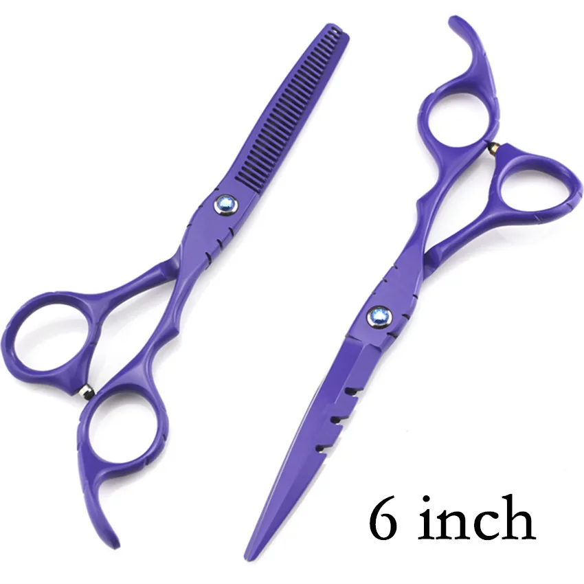 Новые высококлассные 440C 6 5.5 дюймов фиолетовый ножницы набор для макияжа makas с истончение ножницы парикмахерские инструменты Парикмахерские ножницы - Цвет: set