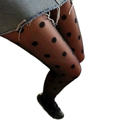 

Women's Black Sexy sheer Lace Big dot Pantyhose Slim Tights