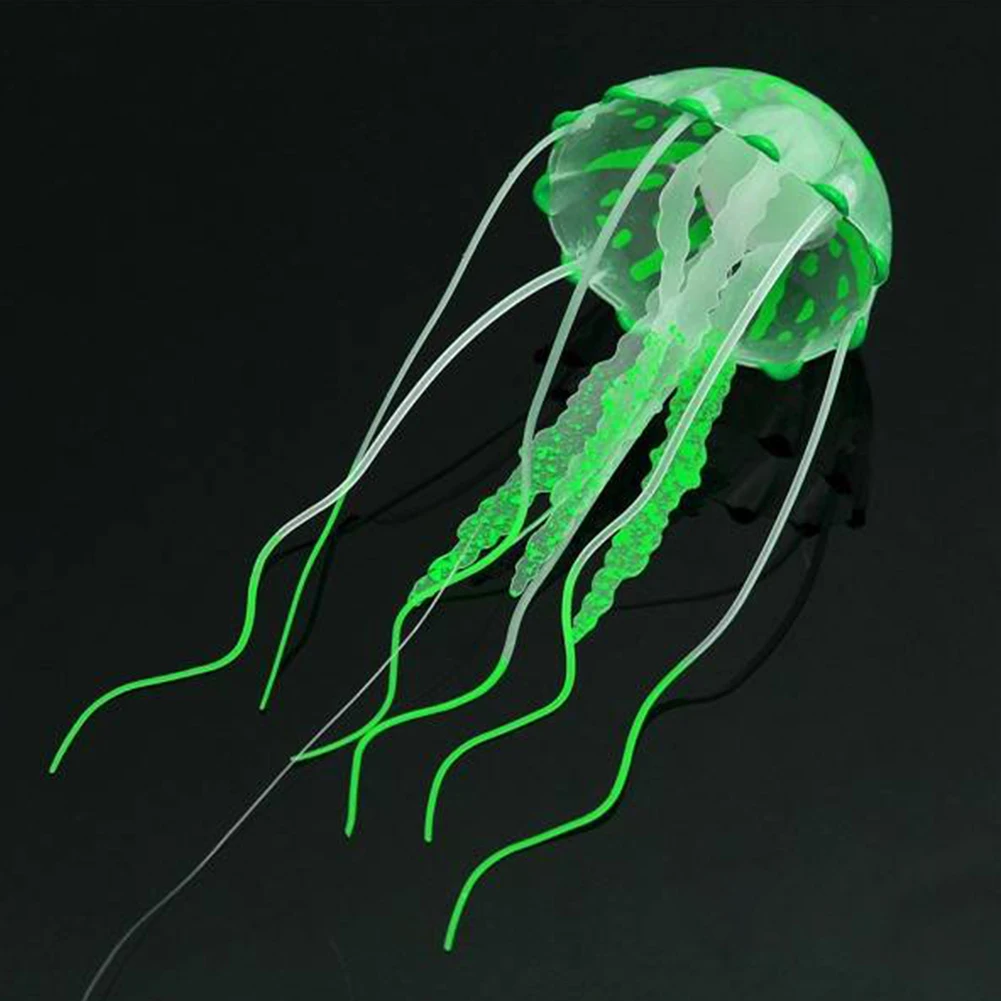 5.5cm*18cm Lovely Silicone Glowing Effect Artificial Jellyfish Fish Tank Aquarium Decoration Beautiful Ornament