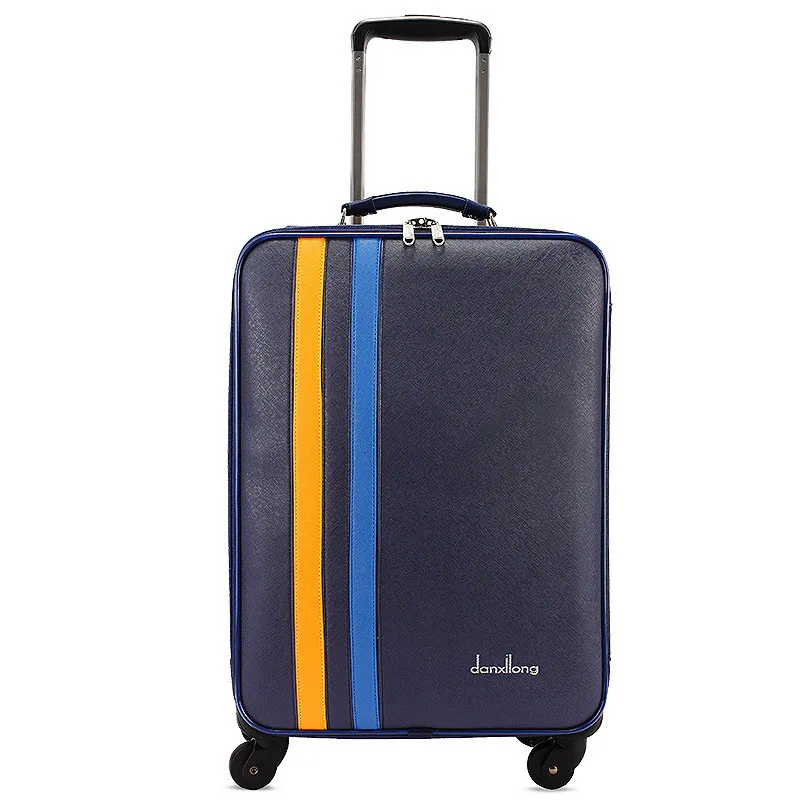 

Wholesale!18 inch pu leather travel luggage on universal wheels for men and women,blue fashion trolley luggage,FGF-0005-18