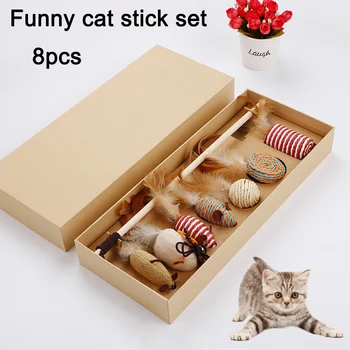 

1Set Pet Cats Toys Funny Wooden Stick Mouse Kitty Toys Set 66CY