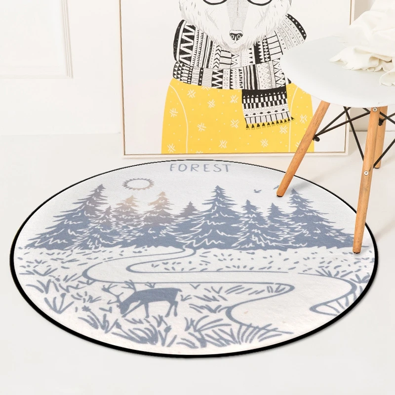 Nordic Sweet Deers Round Carpets For Living Room Bedroom Chair Area Rugs Children Room Play Tent Kids Soft Floor Mat Carpet Rug Nordic Sweet Deers Round Carpets For Living Room Bedroom Chair Area Rugs Children Room Play Tent Kids Soft Floor Mat Carpet Rug
