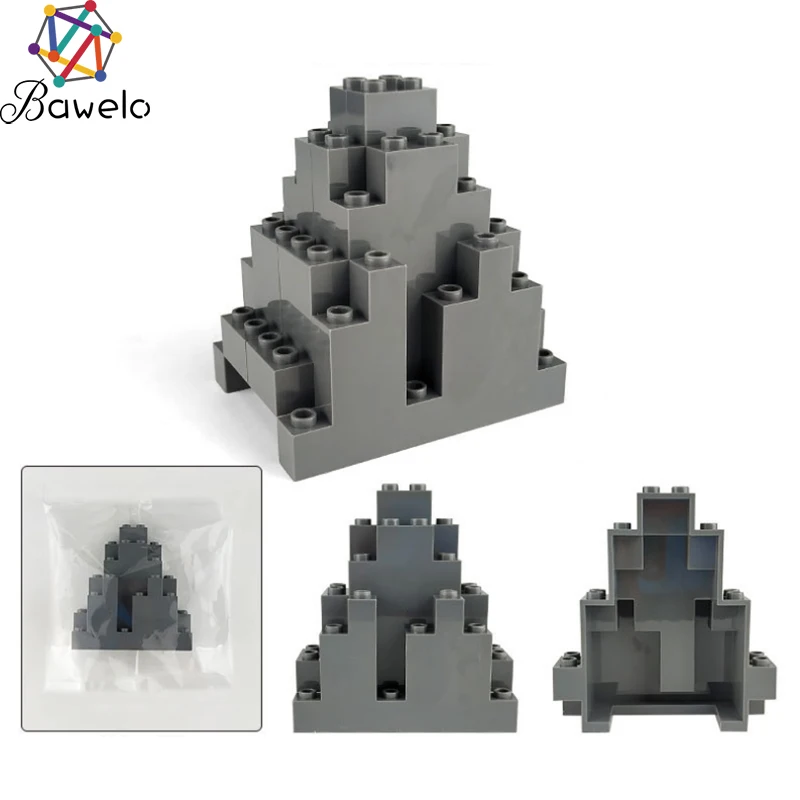 

2pcs/lot DIY Brick Parts Green Plants Tree Leaves Flowers Dark gray Hill Mountain Rockery Stone Building Blocks for kid's Gifts