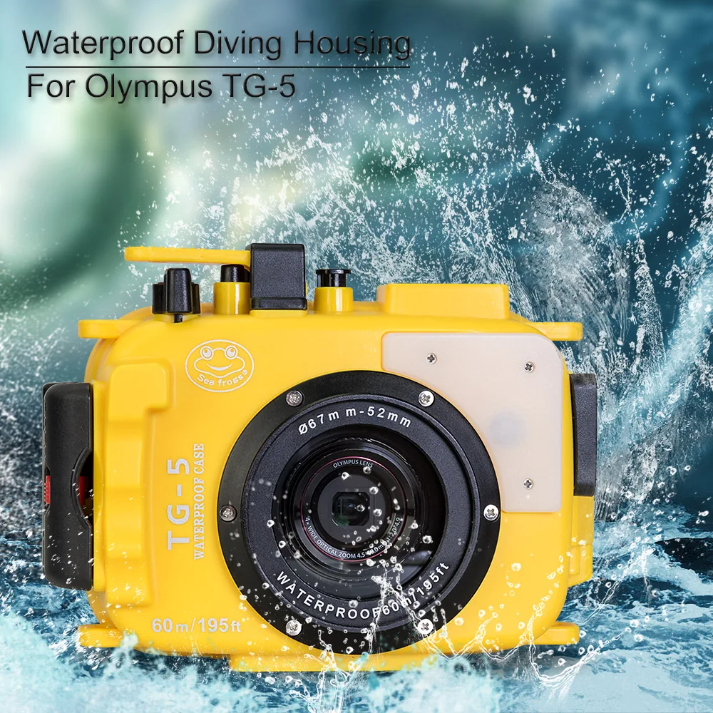 Водонепроницаемый футляр для подводной камеры SeaFrogs 60 m/195ft для Olympus TG5+ 67 мм красный фильтр 3 цвета