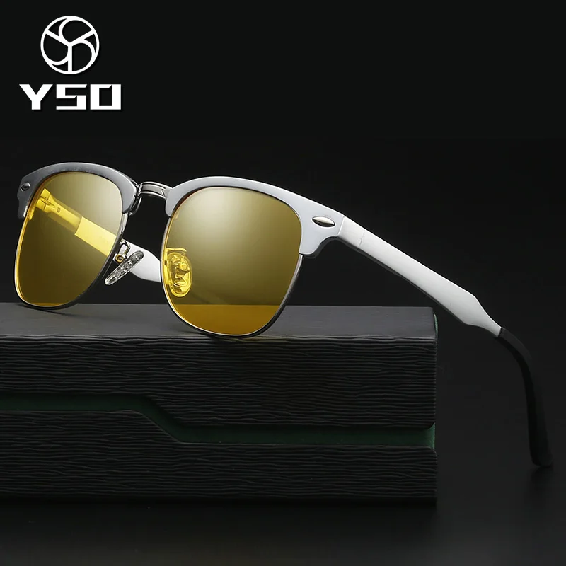 YSO, очки ночного видения, мужские, алюминиево-магниевая оправа, поляризованные очки ночного видения для вождения автомобиля, рыбалки, антибликовые, 8558