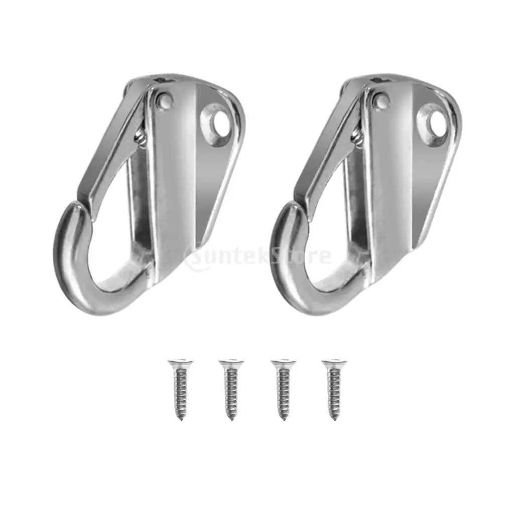 2PCS Marine Grade 316 Stainless Steel 43mm Spring Snap Fending Hook