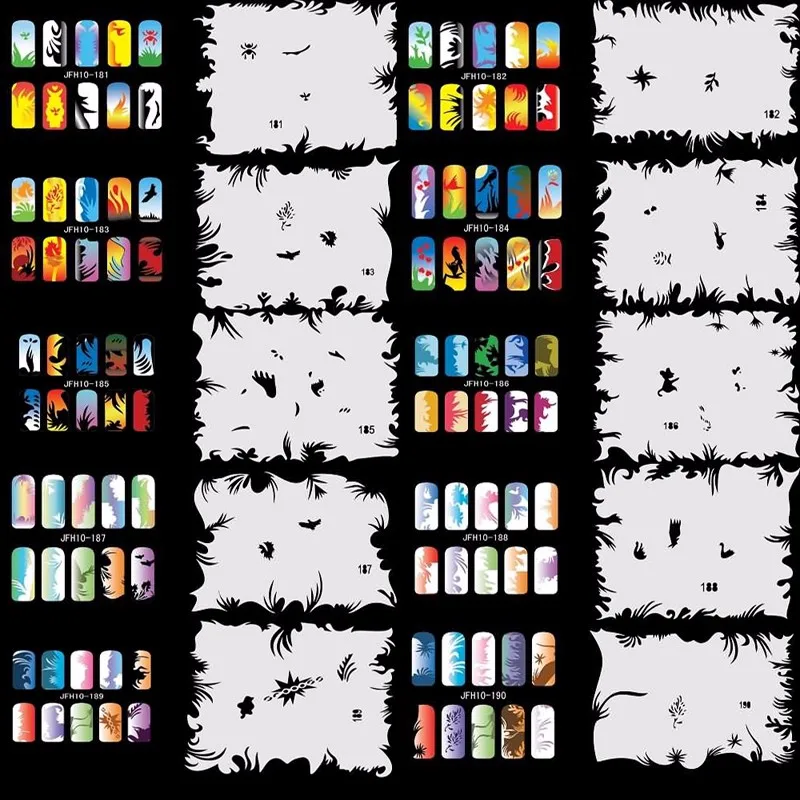 OPHIR Аэрограф Для ногтей трафареты 20x шаблон для аэрографии Лист Трафарет для Аэрограф для дизайна ногтей краски штамповки ногтей инструменты_ JFH10
