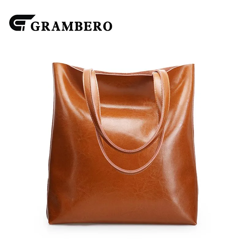 

Brief Soft Genuine Leather Solid Color Shopping Bag Handmade Ox Split Leather Zipper Women Handbag 2018 New Style Shoulder Bags