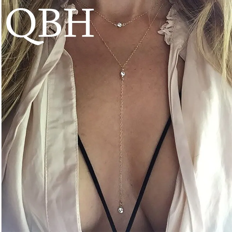 

NK303 Minimalist Punk Bohemia Multilayer Long Tassel Chain Crystal Pendant Chokers Necklace Women Jewelry Sexy Collare Collier