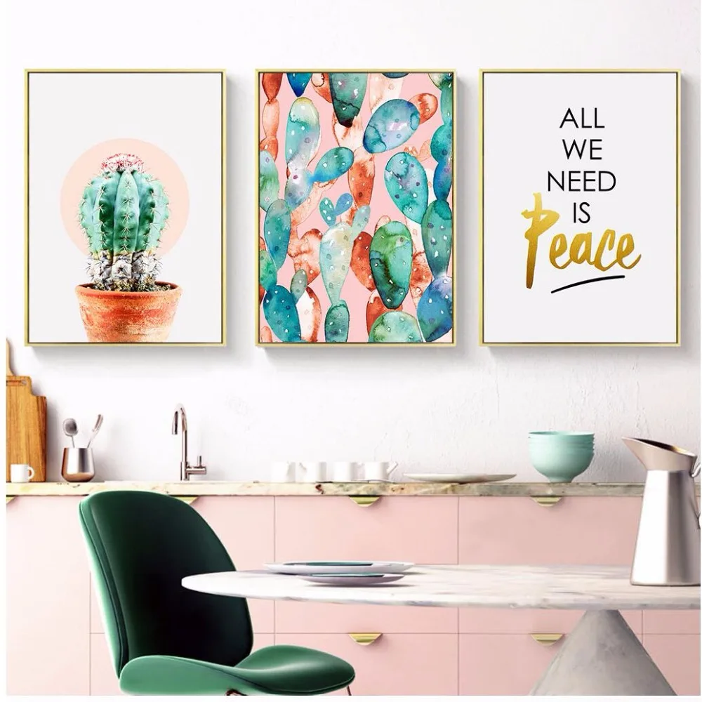 

Nordic Home Decoration Watercolor Cactus Decor Canvas Painting Oil Painting Wall Pictures For Living Room A4 Posters and Prints