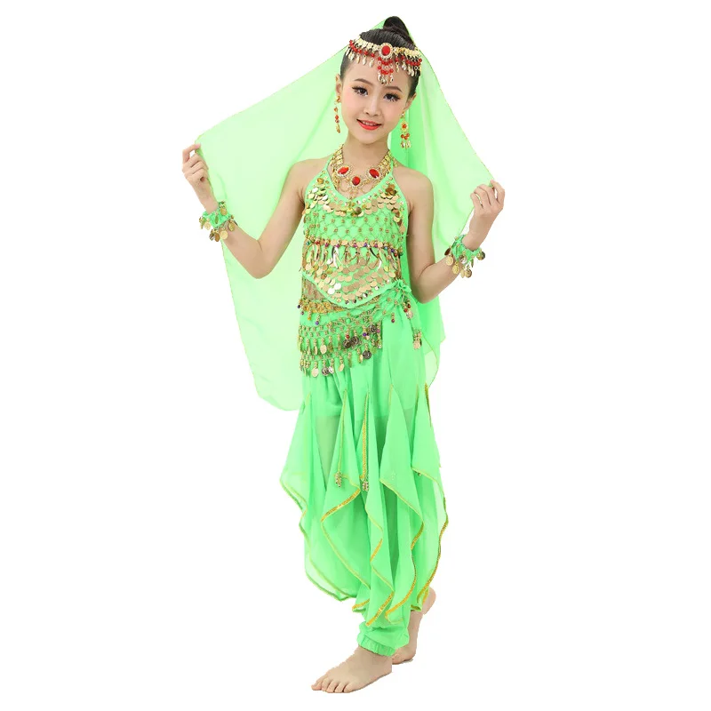 2018 New Style Child Belly Dance Costumes Kids Belly Dancing Girls Bollywood Indian Performance Cloth Belly Dance Dress 3pcs/set