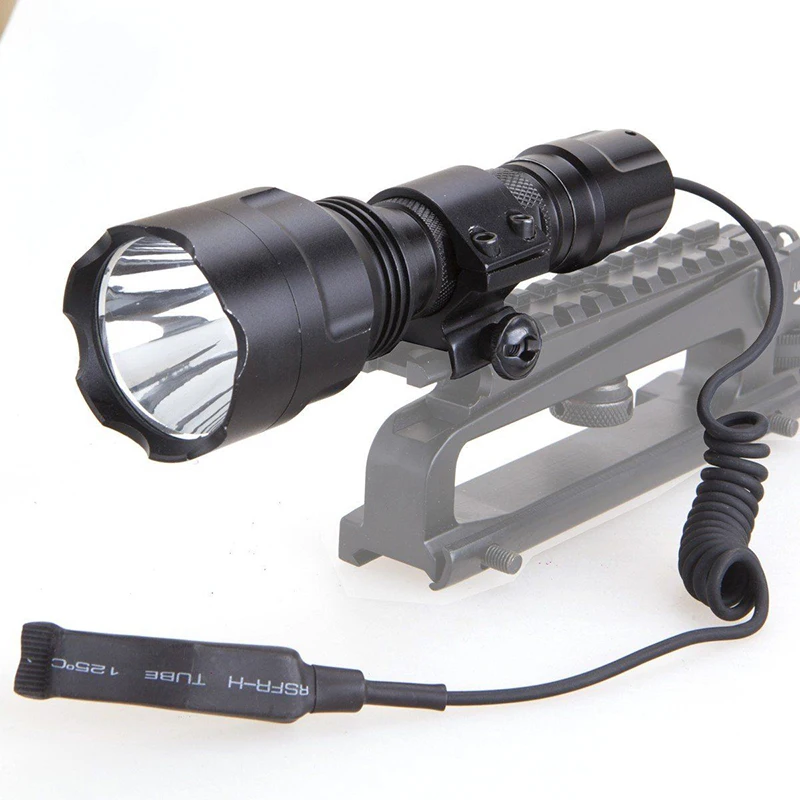 

New 600LM T6 LED Tactical Flashlight Torch for Outdoor Hunting Lamp with 20MM Ring Mount Remote Pressure Switch