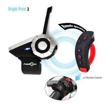 

FreedConn T-Rex Motorcycle Bluetooth Group Intercom Helmet Headset 1500M 8 Riders Wireless Communicator with FM support +L3 Kit