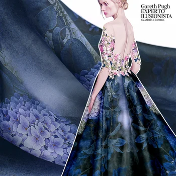 

Orchid hyacinth * Silk organza satin fabric inkjet fabric silk fabric high-end fashion digital fabrics silk clothing